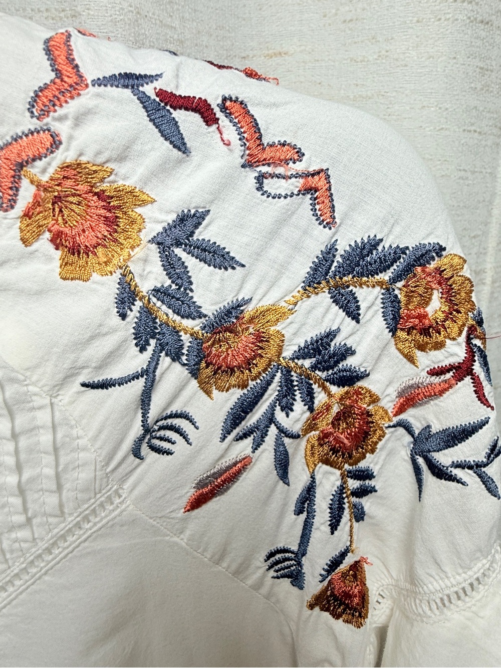 Free people size XS Cream Peasant dress with Floral Detail- sold out